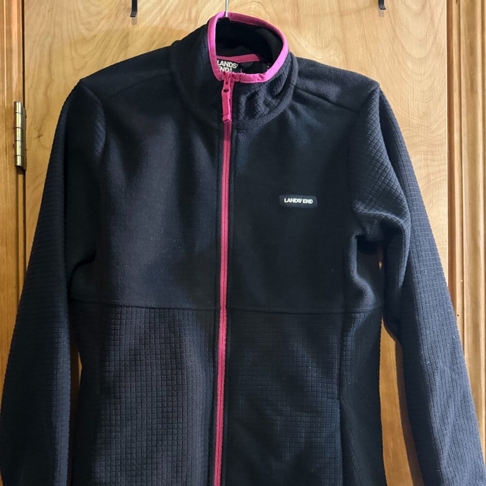 Lands' End Grid Fleece Jacket, Women, Size M